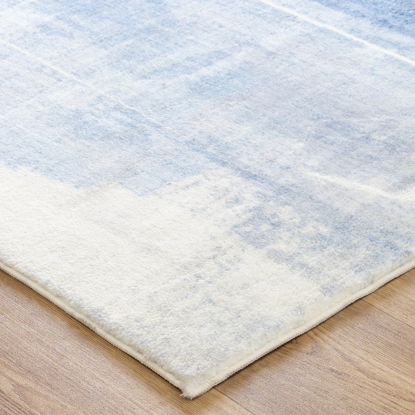 Cloud Modern Abstract Rug in Blue – Neutral Washable Living Room Rug
