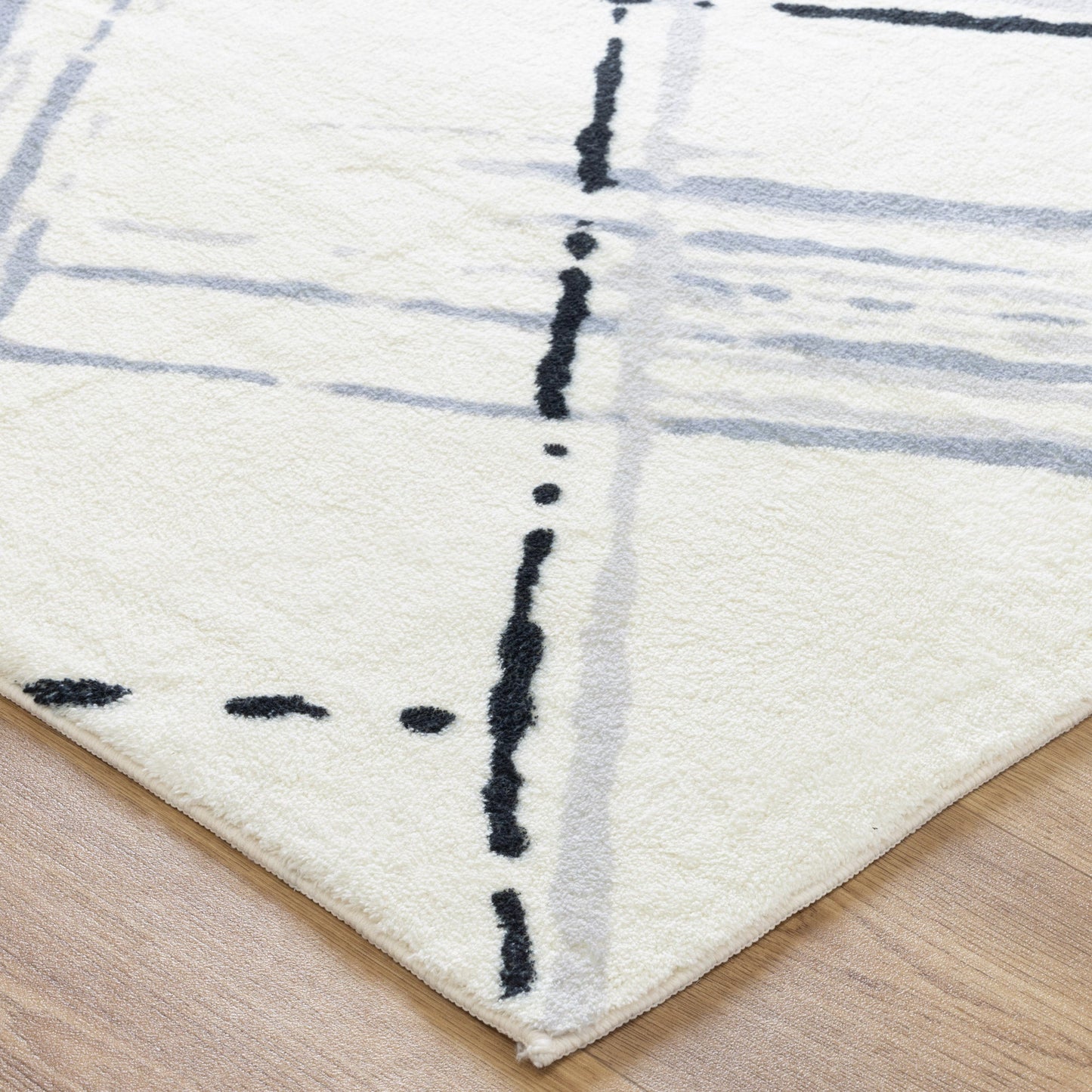 Cloud Modern Neutral Geo in Blue Rug