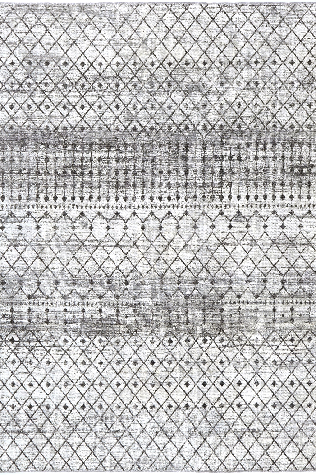 Modern distressed vintage washable rug in neutral tones