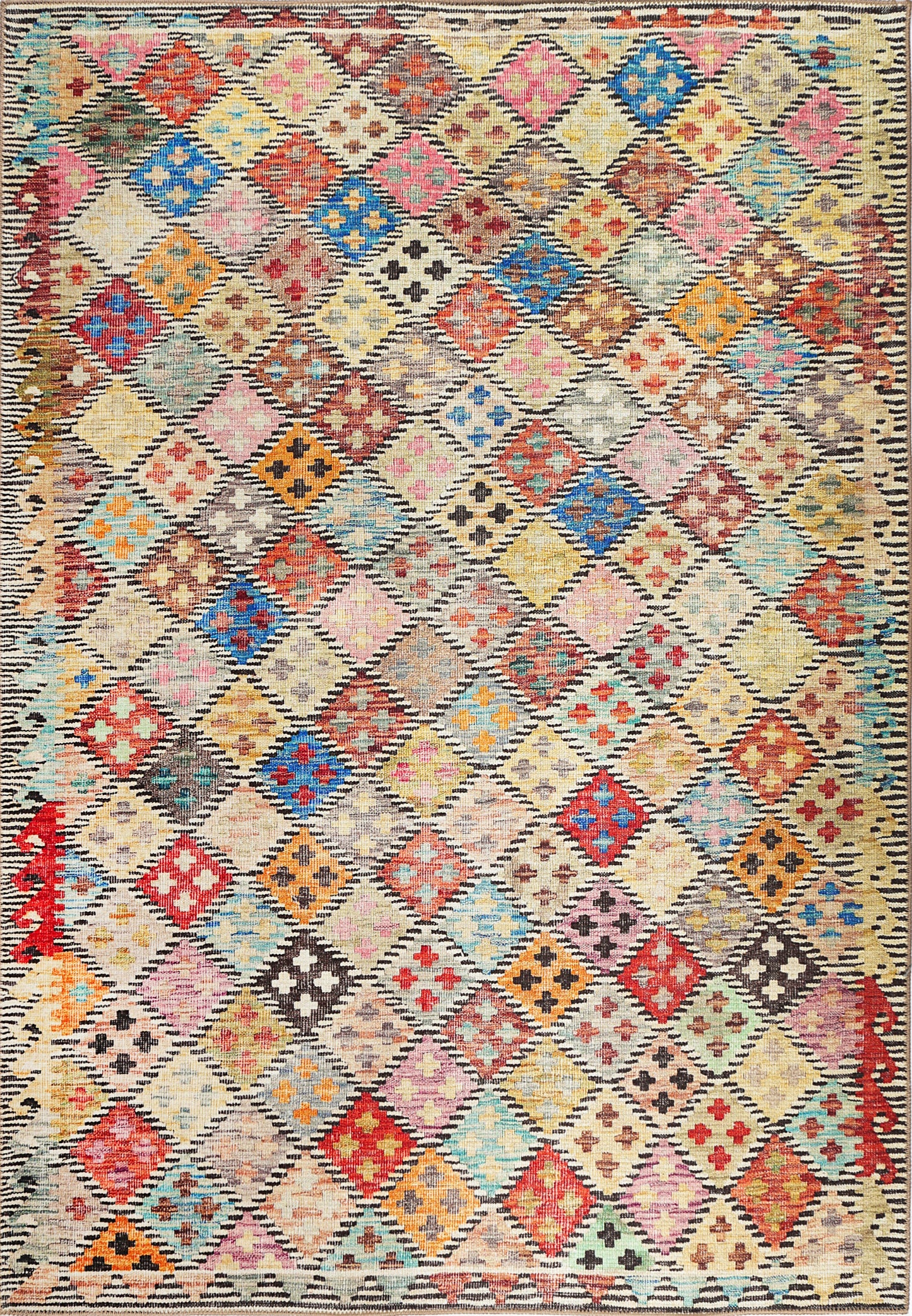 Diamond Vintage Multi Washable Rug - VITAL 2643-00