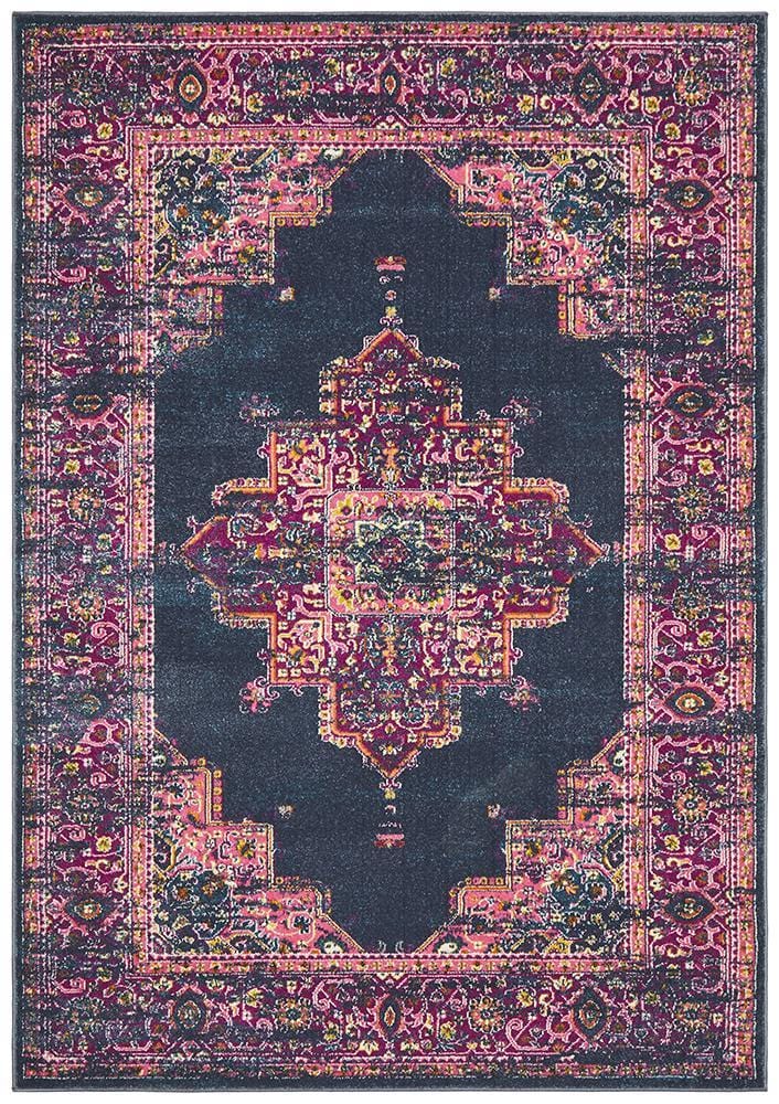Babylon in Navy and Fuchsia Rug
