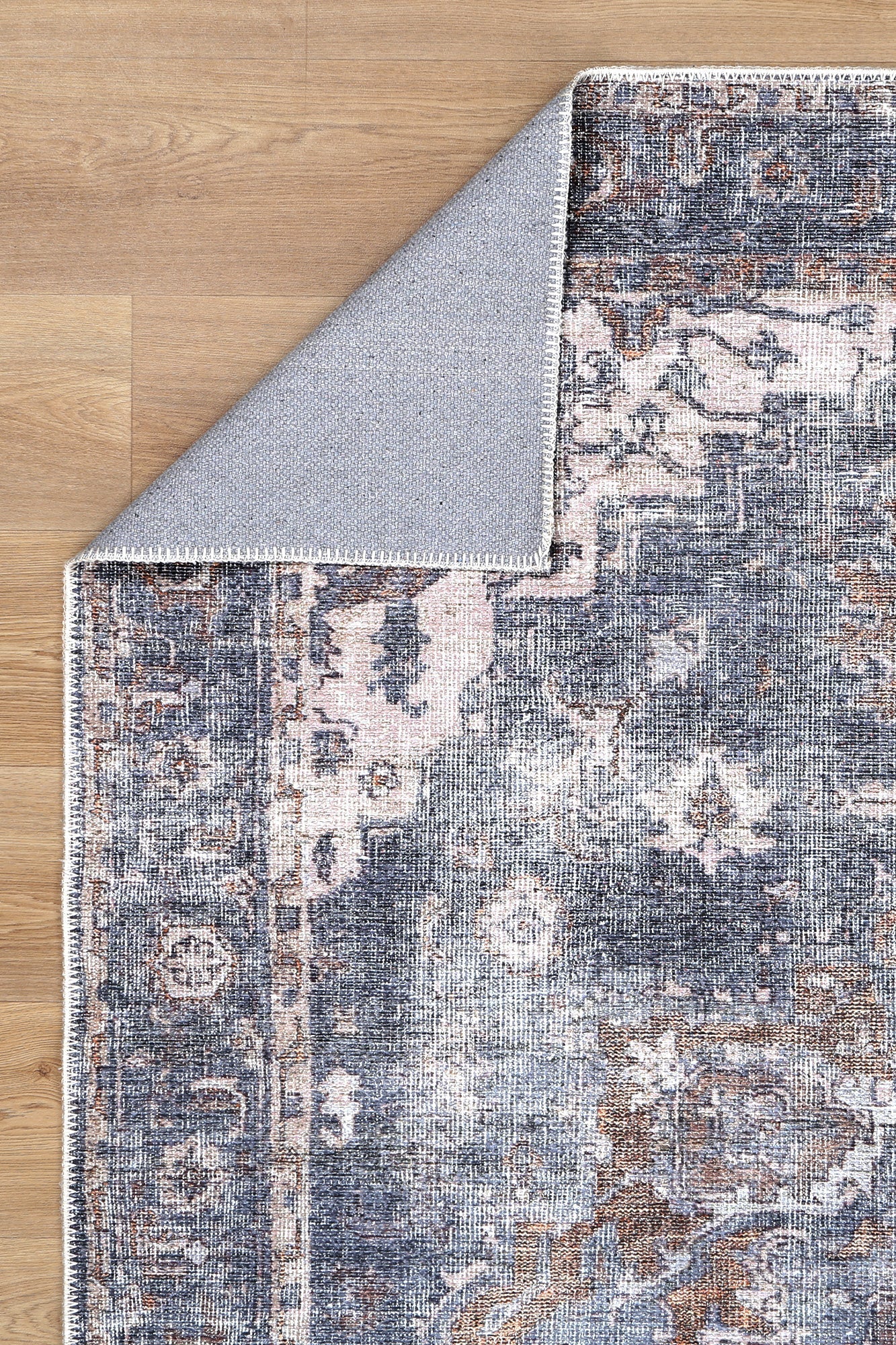 Vintage Cezanne Grey Runner Rug – Durable & Washable Hallway Rug