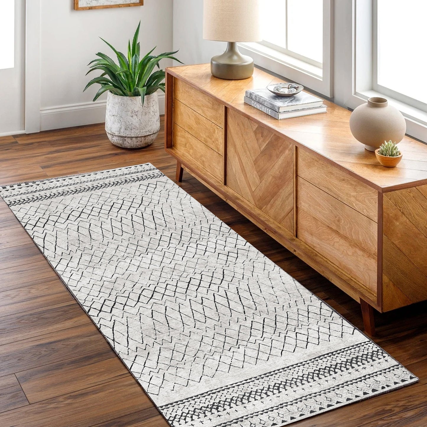 Vital 2859 washable runner rug in grey - 80x230cm