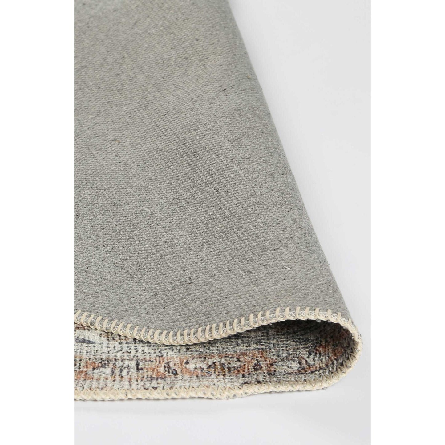 Oxus Desert Distressed Round Rug in Grey – Classic Washable Design