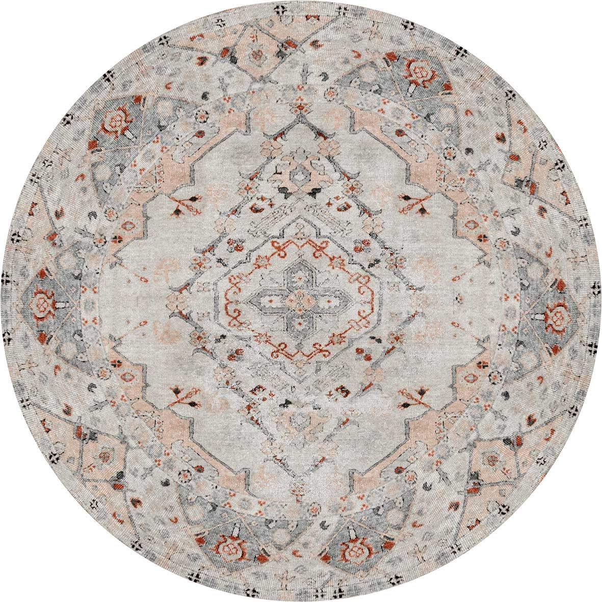 Machine-washable Sauville Blush Multi Round Rug with Nano Wipe technology for easy cleanups.