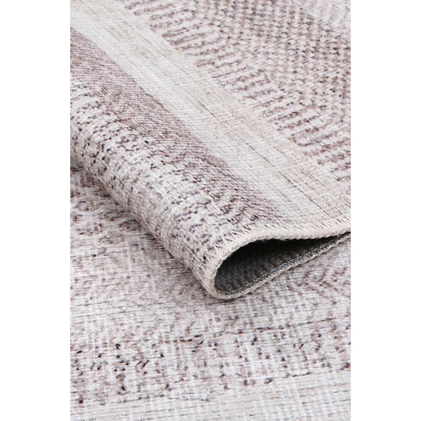 Mojave Lines Desert beige runner rug folded — washable and modern