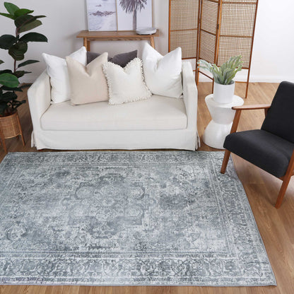 Euphrates Arbela Charcoal In Black Rug