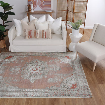 Euphrates Isin Terracotta In Multicolour Rug