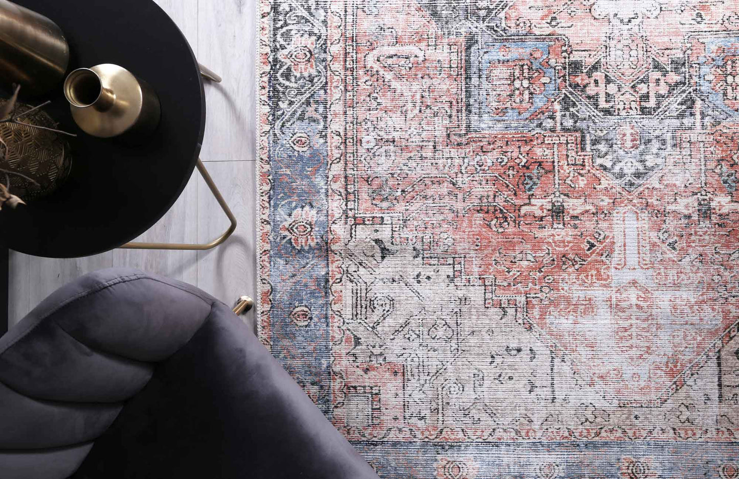 Distressed Vintage Cezanne In Multicolour Rug