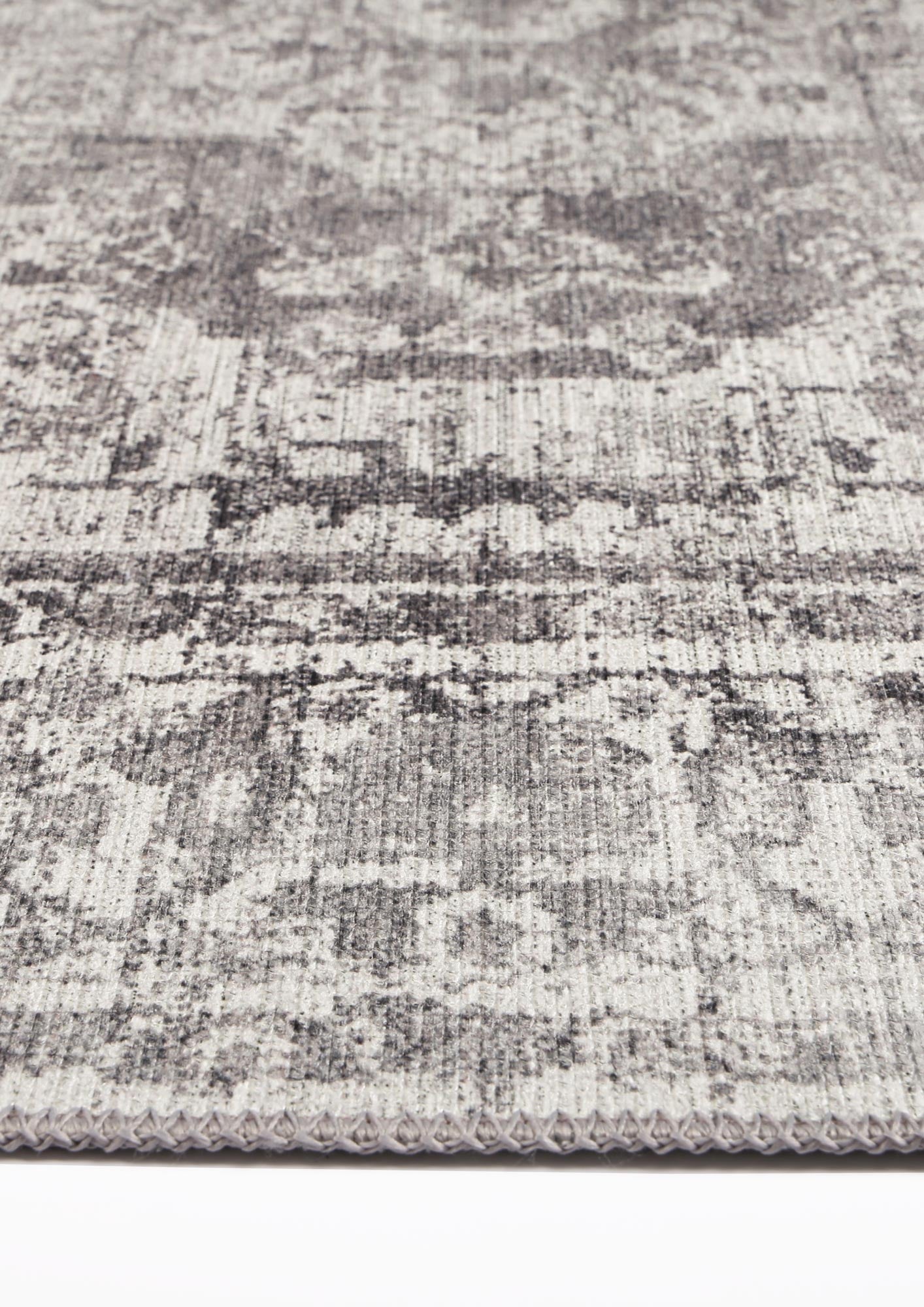 Distressed Vintage Chilaz In Grey Rug