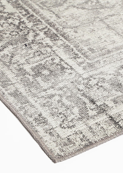 Distressed Vintage Chilaz In Grey : Runner Rug