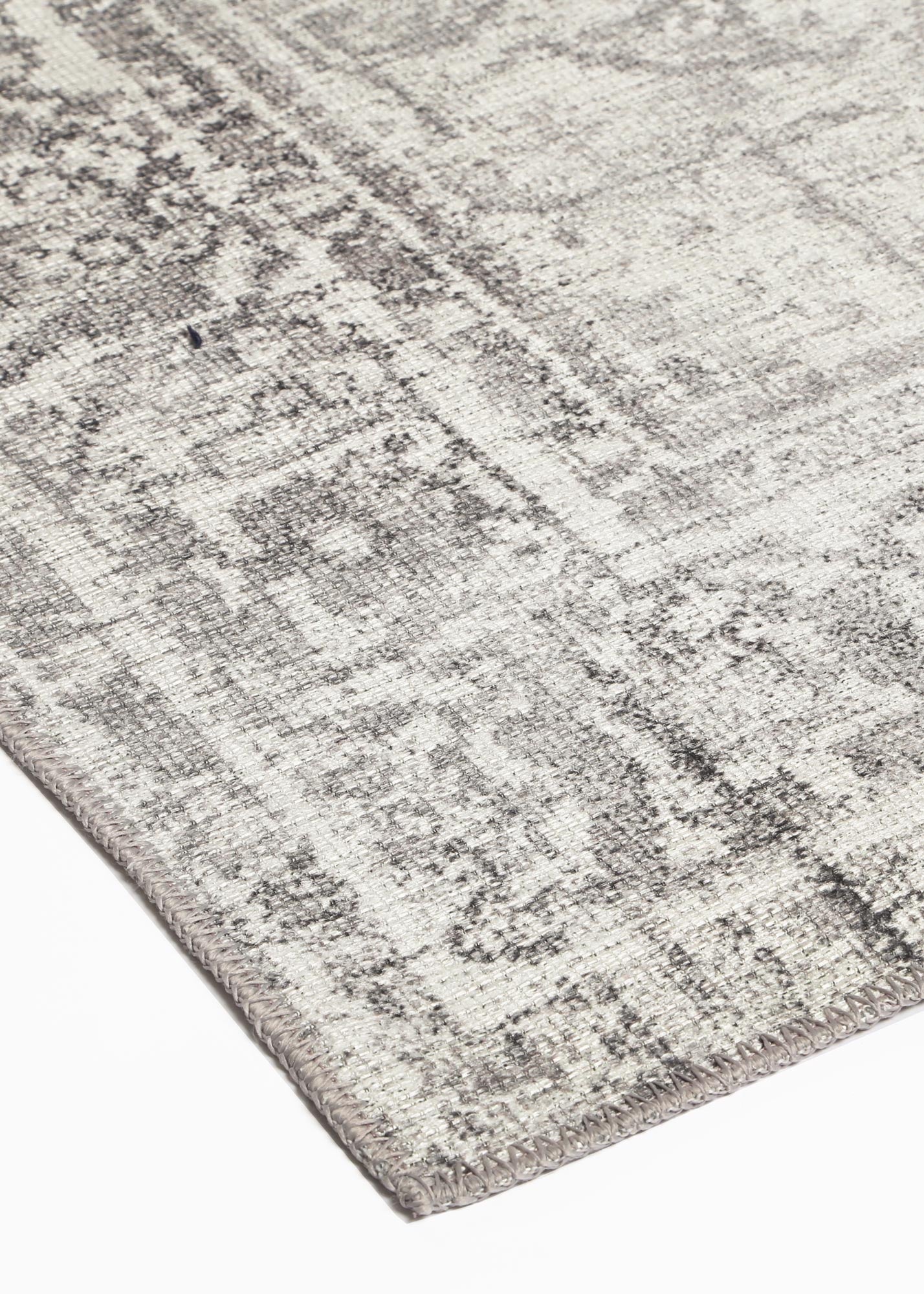 Distressed Vintage Chilaz In Grey Rug