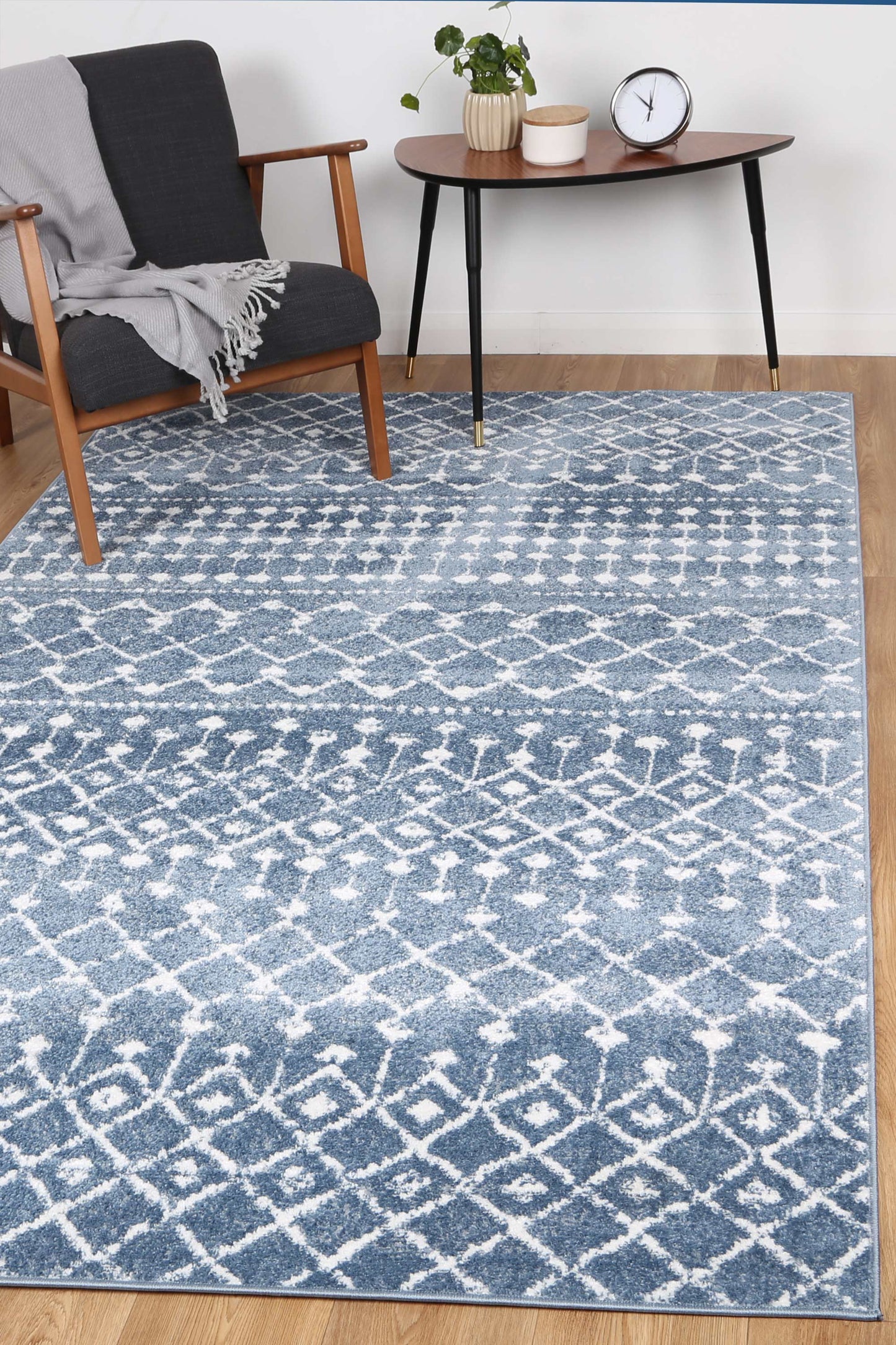 Fjord Repeats In Blue & White Rug