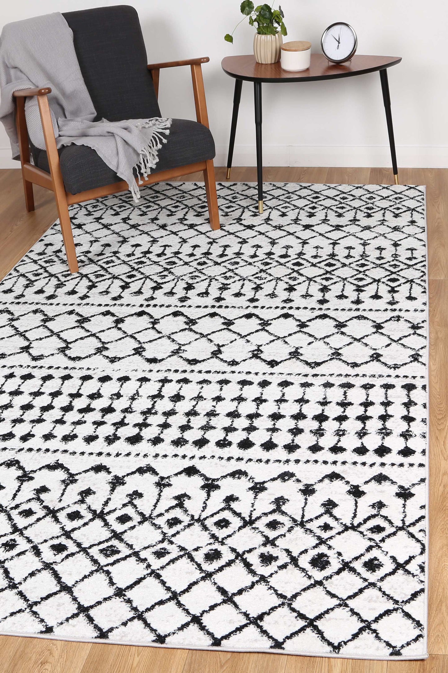 Fjord Repeats In Black & White Rug