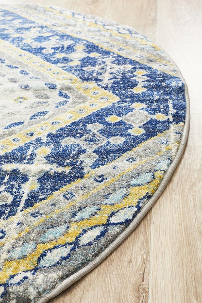 Babylon Diamond in Navy : Round Rug