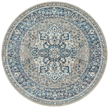 Babylon Traditional in Blue : Round Rug