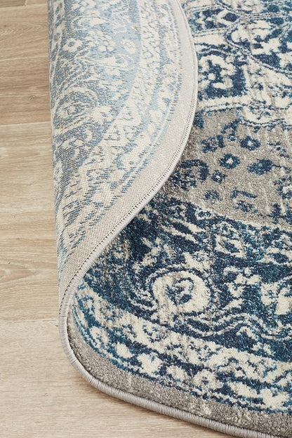 Babylon Traditional in Blue : Round Rug