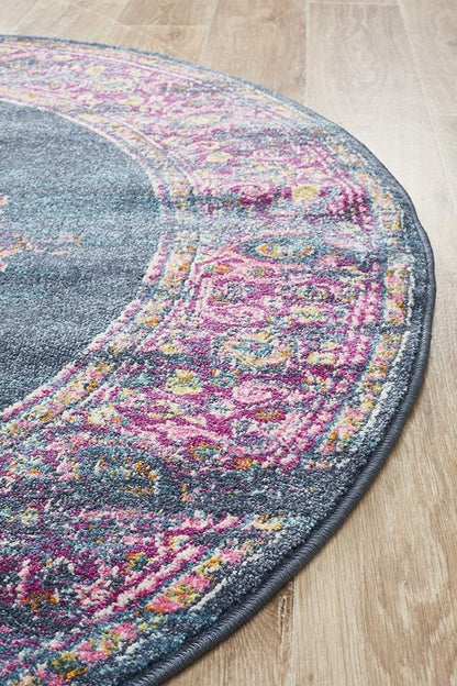 Babylon in Navy and Fuchsia : Round Rug