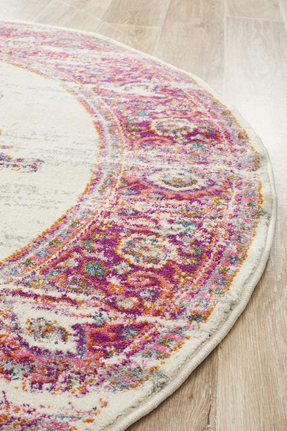 Babylon Faded in Pink : Round Rug