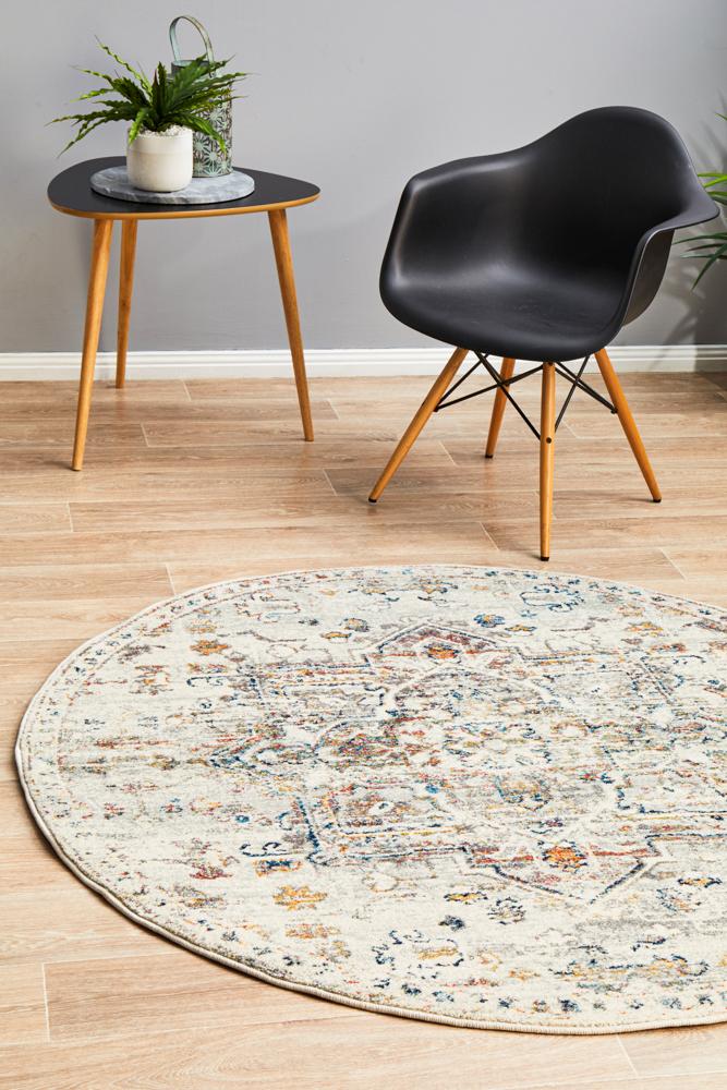 Century In Silver & Multi : Round Rug