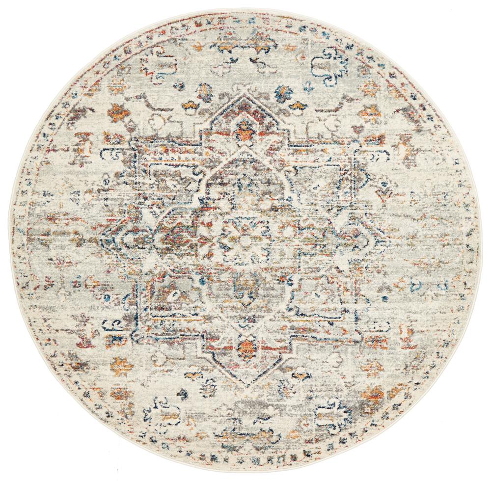 Century In Silver & Multi : Round Rug