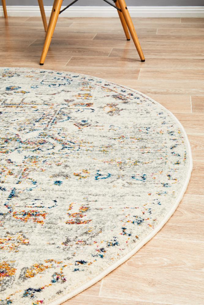 Century In Silver & Multi : Round Rug