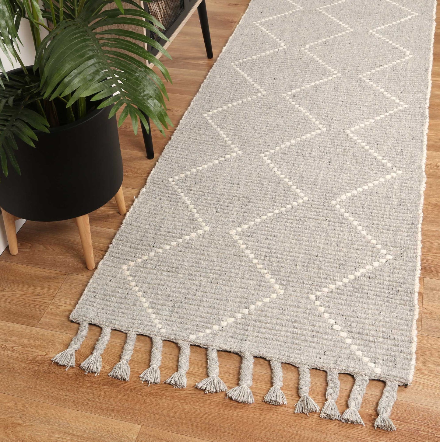 Goa Zig-Zag Wool Blend In Grey Rug