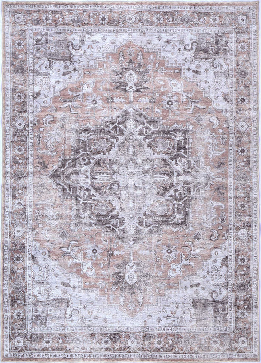 Distressed Vintage Cezanne Blush In Grey Rug