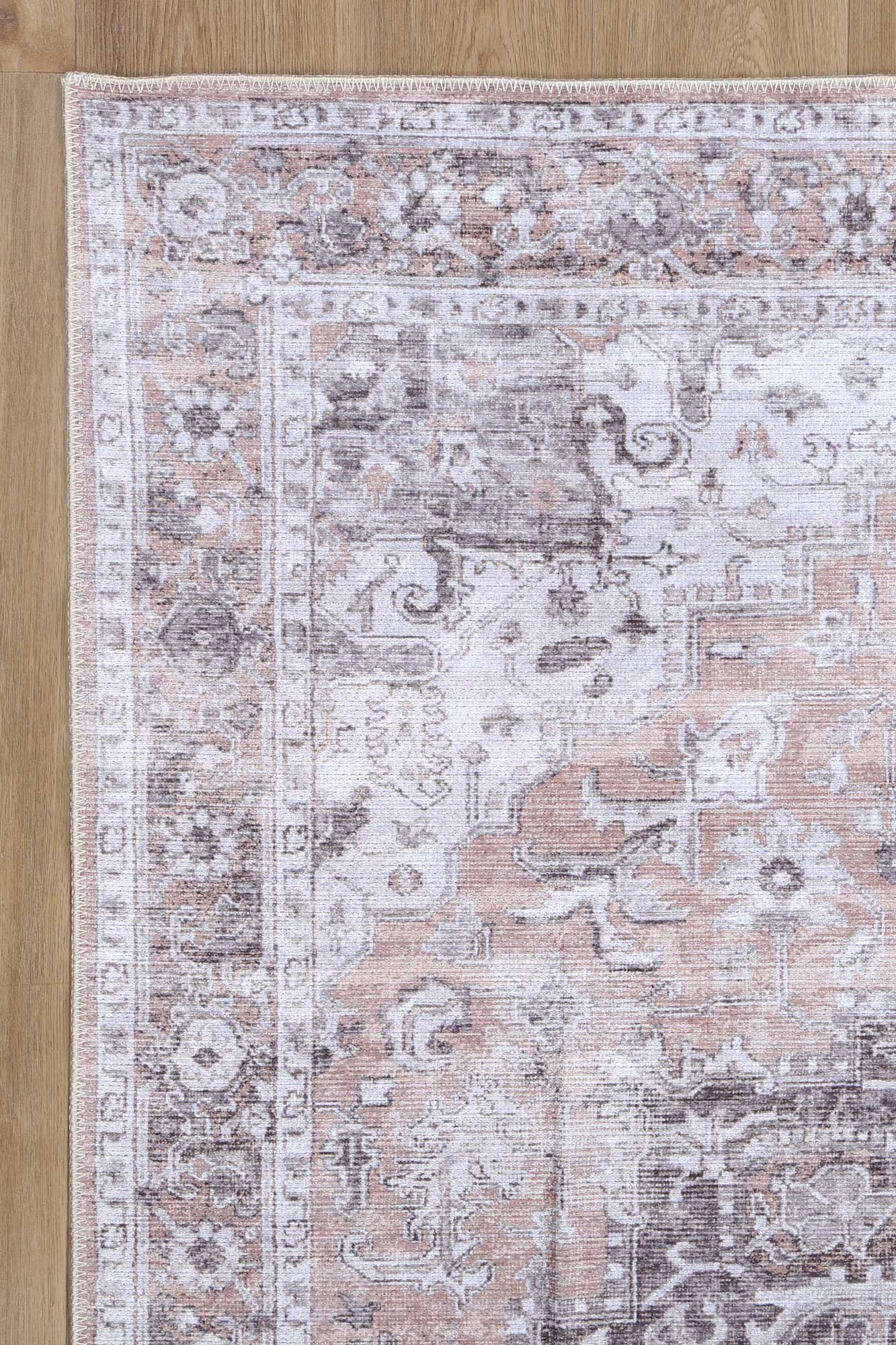 Distressed Vintage Cezanne Blush In Grey Rug