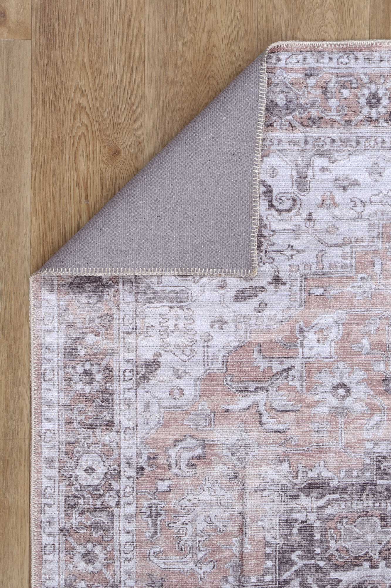 Distressed Vintage Cezanne Blush In Grey Rug