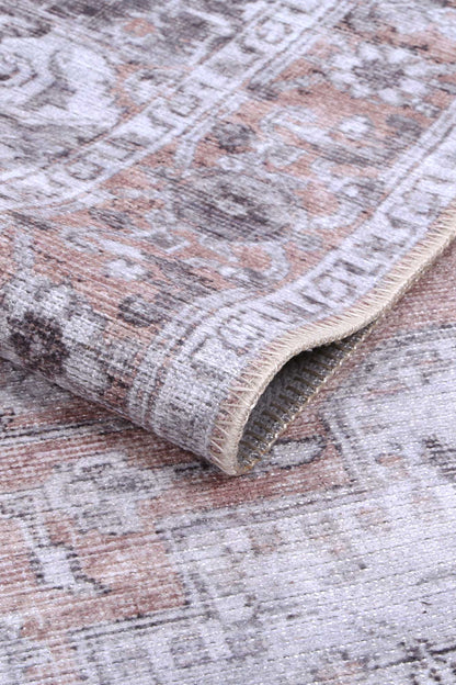 Distressed Vintage Cezanne Blush In Grey Rug