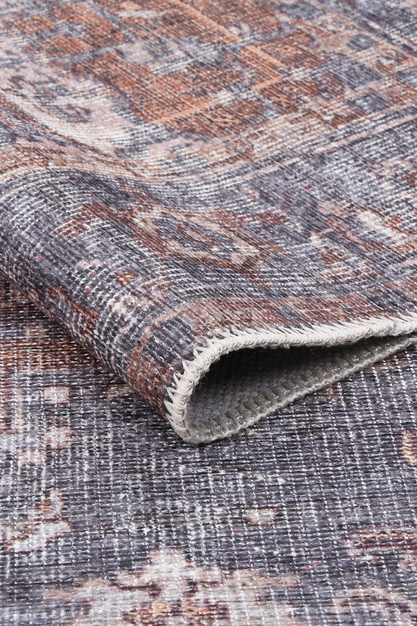 Distressed Vintage Cezanne In Rabbit Grey : Runner Rug