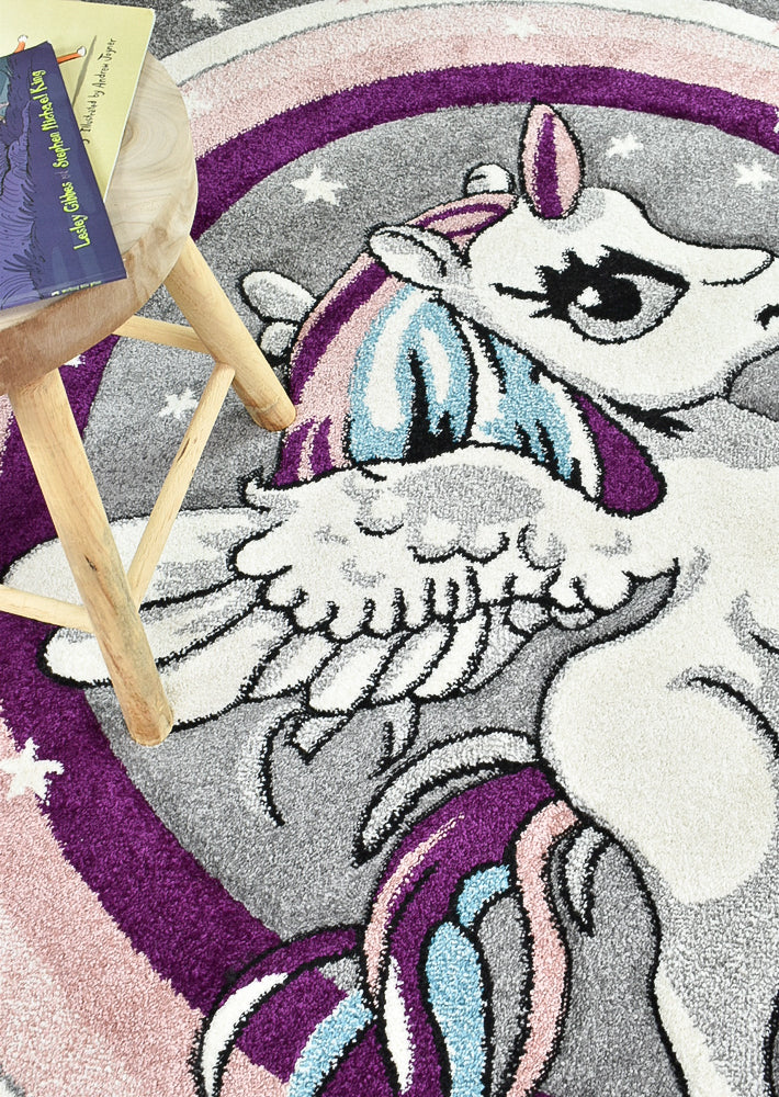 Cotton Candy D345A Unicorn In Multicolour Rug