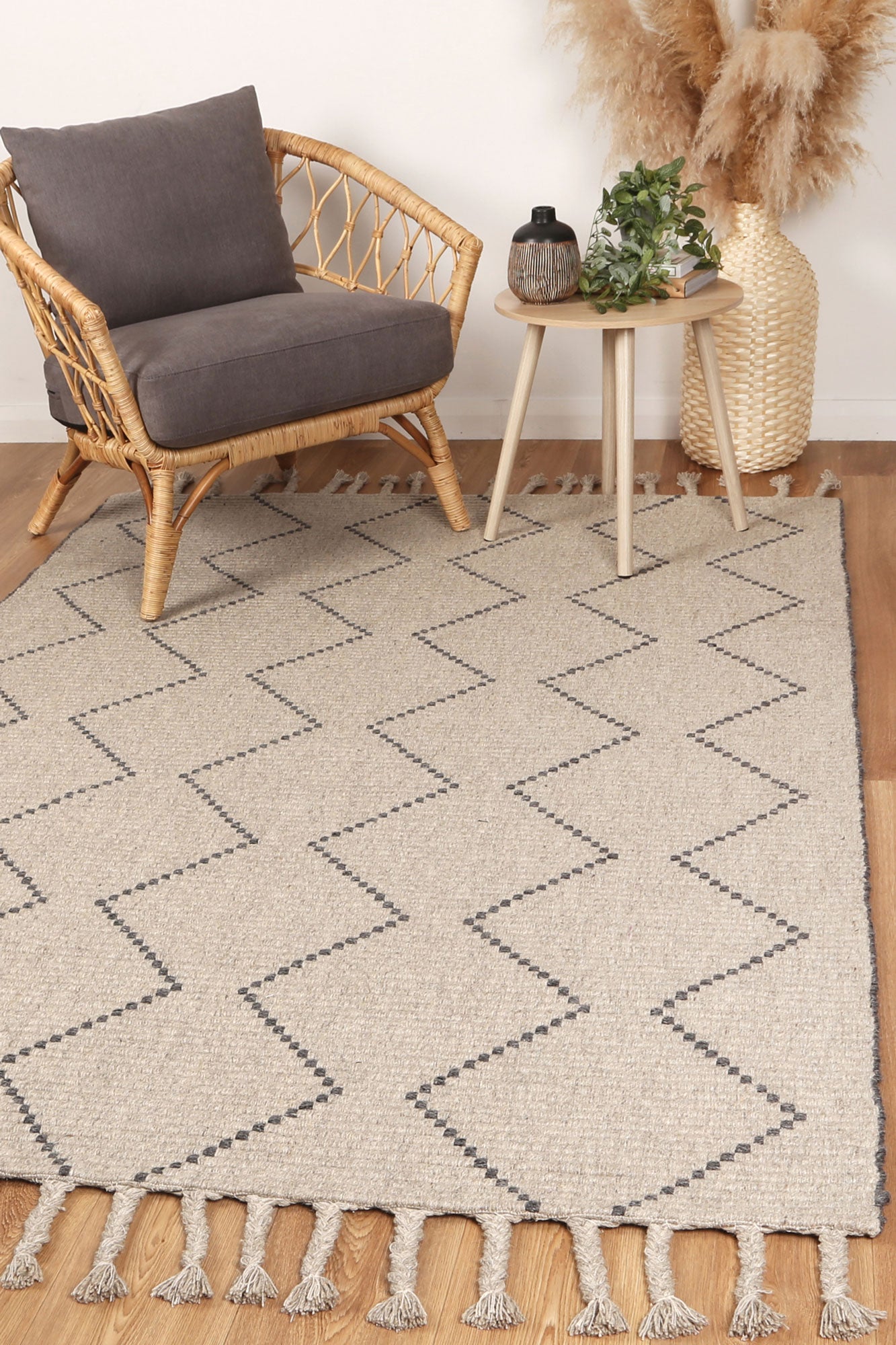 Goa Zig-Zag Wool Blend In Brown Rug