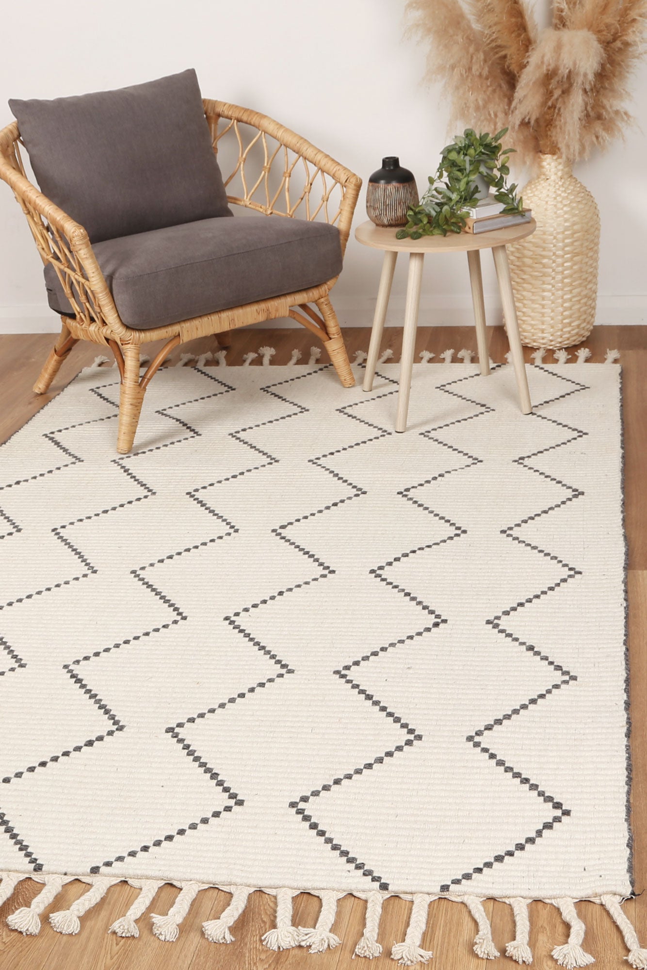 Goa Zig-Zag Wool Blend In Cream Rug