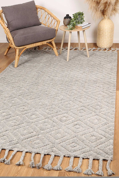 Goa Diamond Wool Blend In Grey Rug