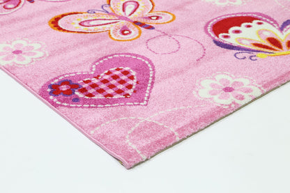 Happy Hands Kids Beautiful Butterflies In Pink Rug