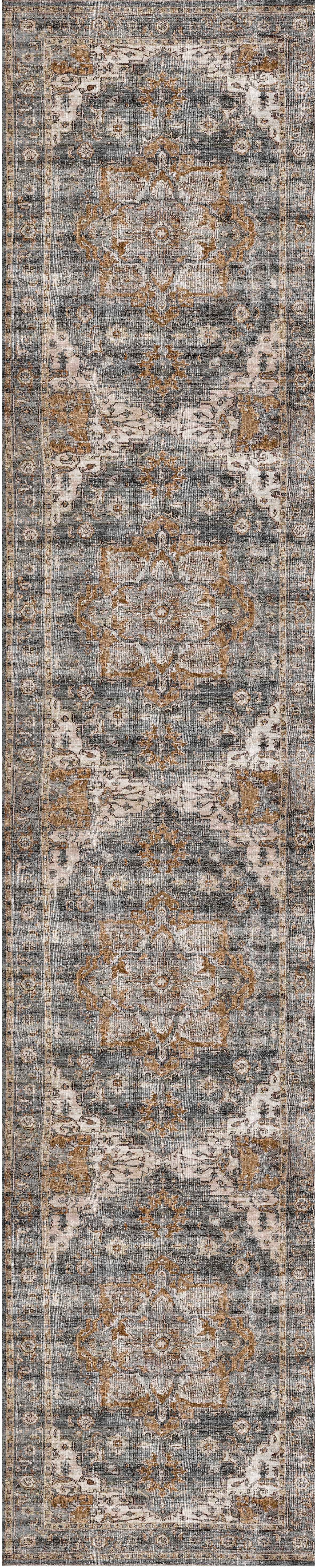 Distressed Vintage Cezanne In Rabbit Grey : Runner Rug