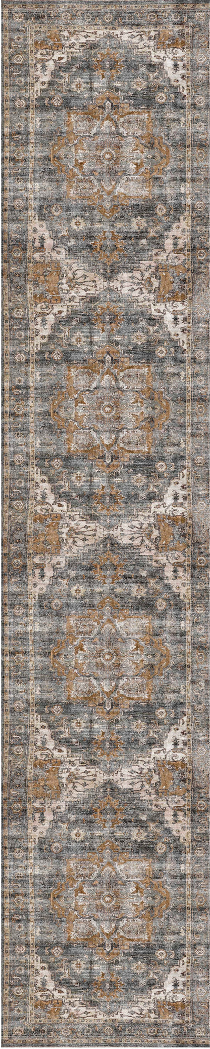 Distressed Vintage Cezanne In Rabbit Grey : Runner Rug