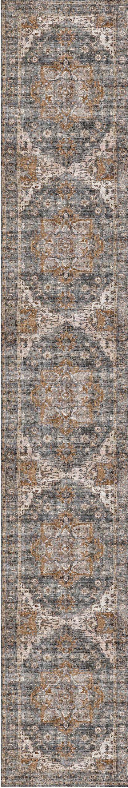 Distressed Vintage Cezanne In Rabbit Grey : Runner Rug