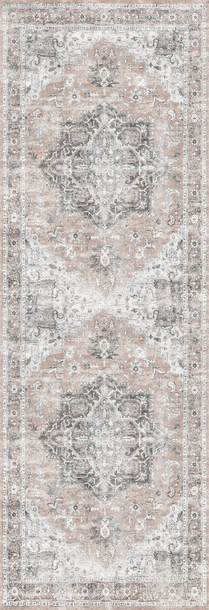 Distressed Vintage Cezanne Blush In Grey Rug