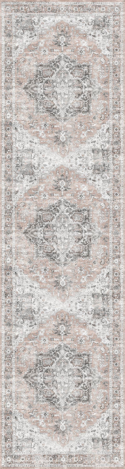 Distressed Vintage Cezanne Blush In Grey Rug