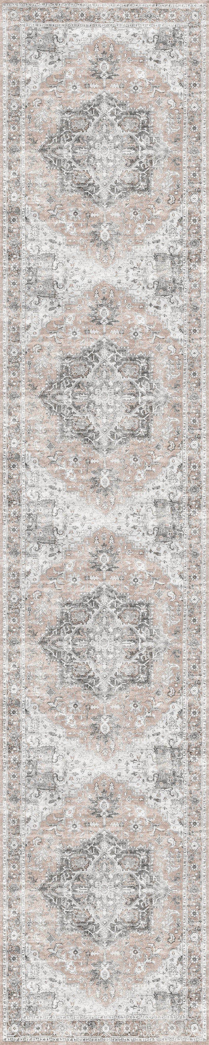 Distressed Vintage Cezanne Blush In Grey Rug