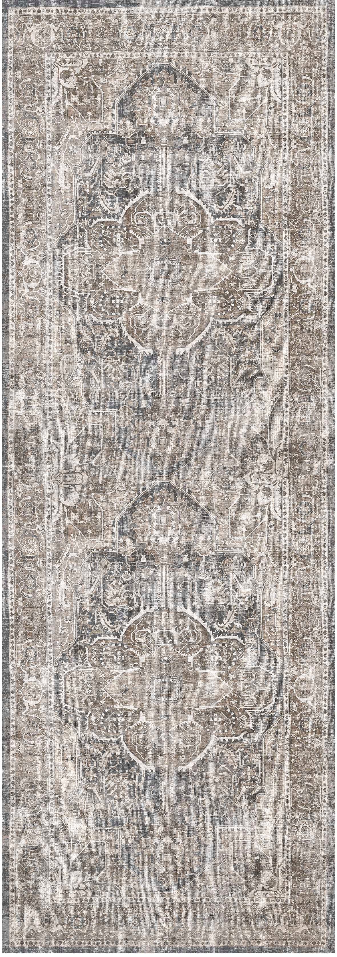 Distressed Vintage Kendra Ash Runner Rug