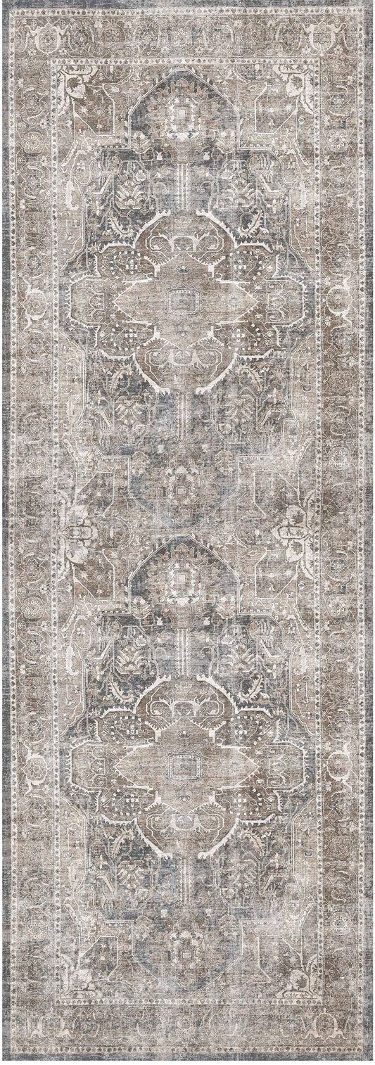 Distressed Vintage Kendra Ash Runner Rug