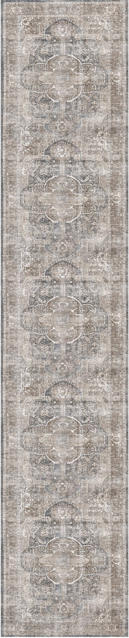 Distressed Vintage Kendra Ash Runner Rug