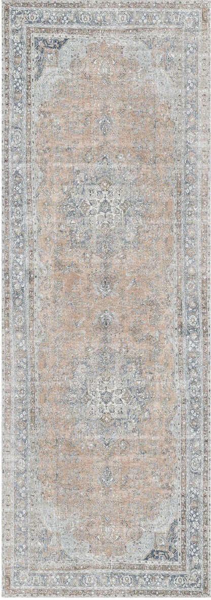 Distressed Vintage Oxus Desert In Silver : Runner Rug