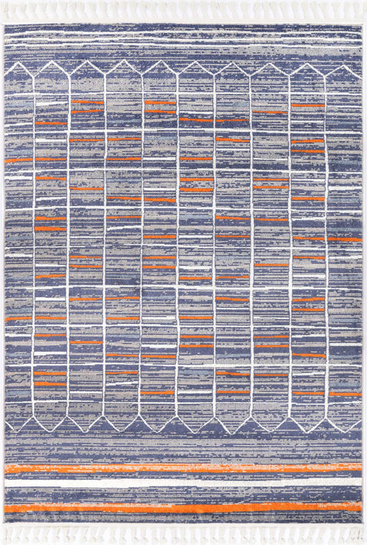 Inca Talca Contemporary In Blue & Orange Rug