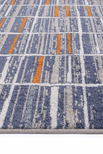 Inca Talca Contemporary In Blue & Orange Rug