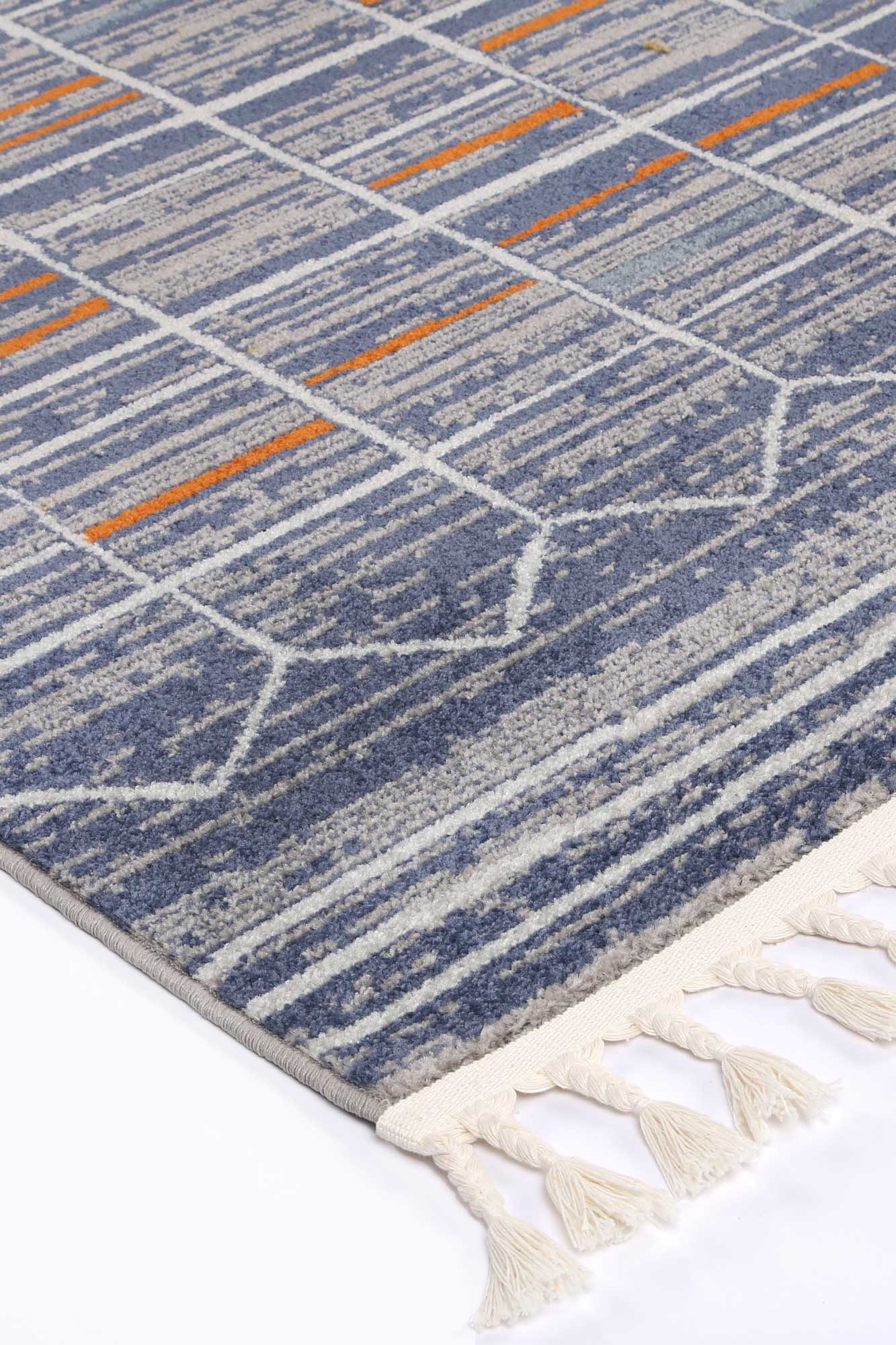 Inca Talca Contemporary In Blue & Orange Rug